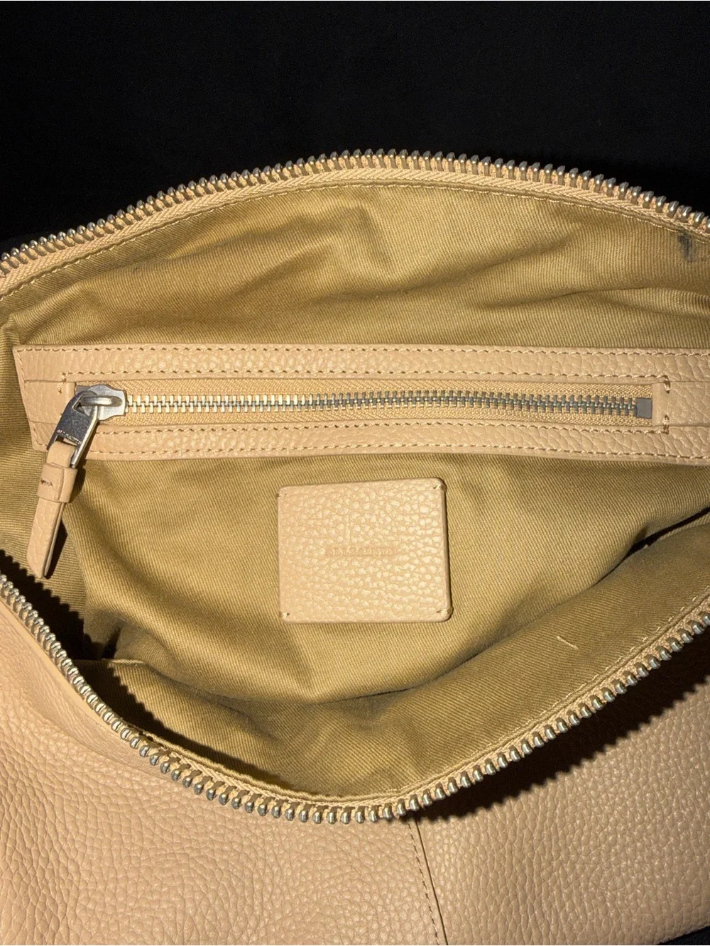AllSaints Beige/Tan Pebbled Leather Hobo Bag